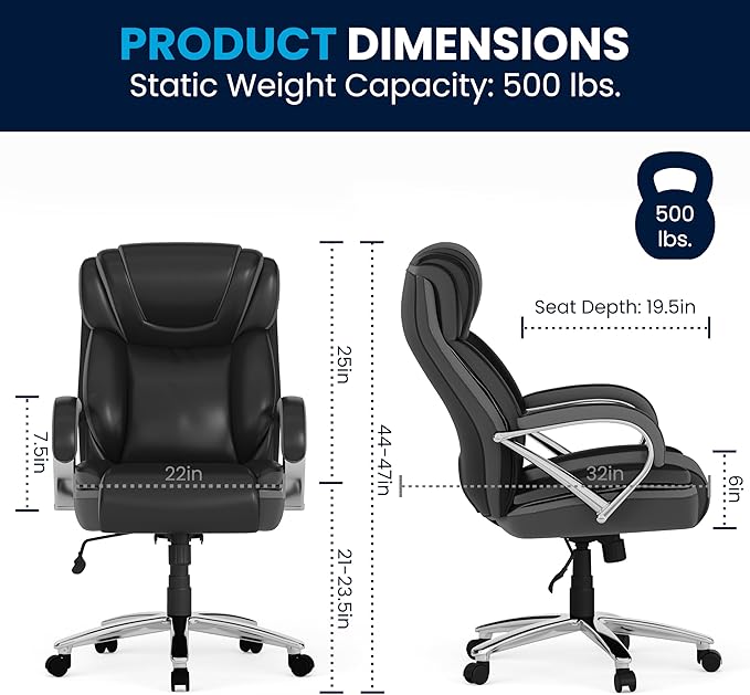 Flash Furniture HERCULES Series Big & Tall 500 lb. Rated Black LeatherSoft