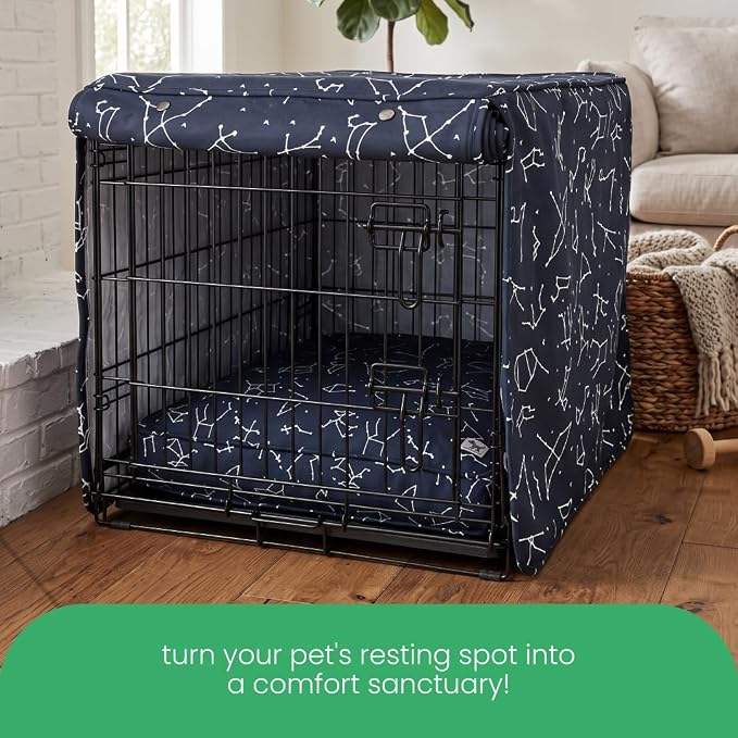 Molly Mutt Rocketman Dog Crate Cover, 100% Cotton Canvas Cover with 2 Roll-Up Panels, Ideal for Dog or Cat Crate, Durable, Washable, and Free of Harmful Chemicals, 30" x 21" x 24"