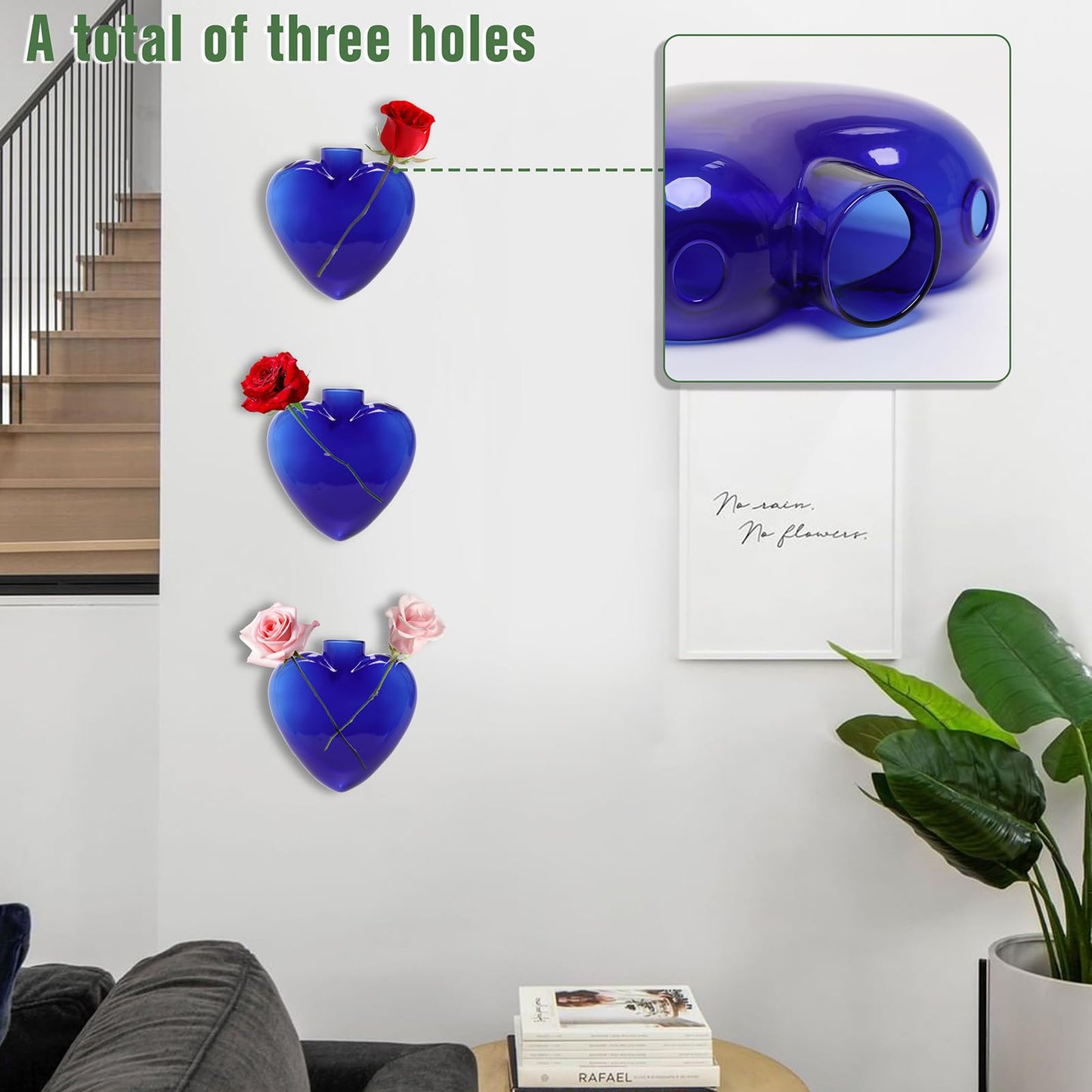 CYZglass Wall Hanging Planter Propagation Station for Indoor Plants Glass Vase Air Plant Holder Gift for Women Girlfriend Plant Lover