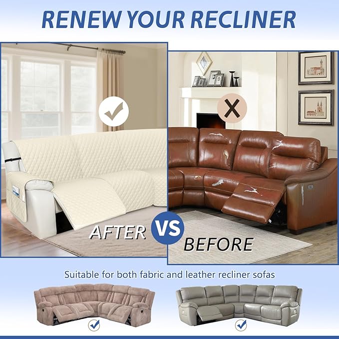 Arfntevss Recliner Sectional Couch Covers 1OO% Waterproof L Shape Sofa Cover