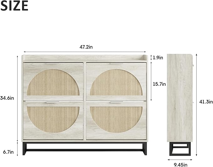 Maupvit Large Rattan Shoe Storage Cabinet