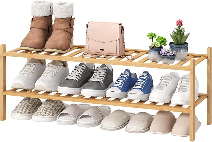 viewcare 2-Tier Long Shoe Rack for Entryway, Long 33IN | Beautiful | Functional