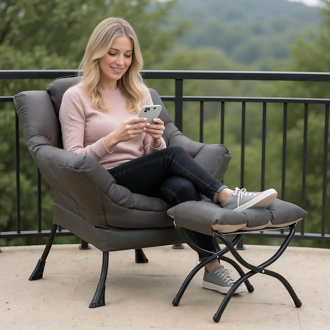 Lazy Chair with Ottoman, Modern Accent Chair Contemporary Sofa Chair with