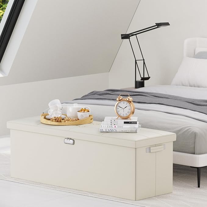 DocSafe Storage Ottoman Bench, Fireproof＆Waterproof Folding Bench