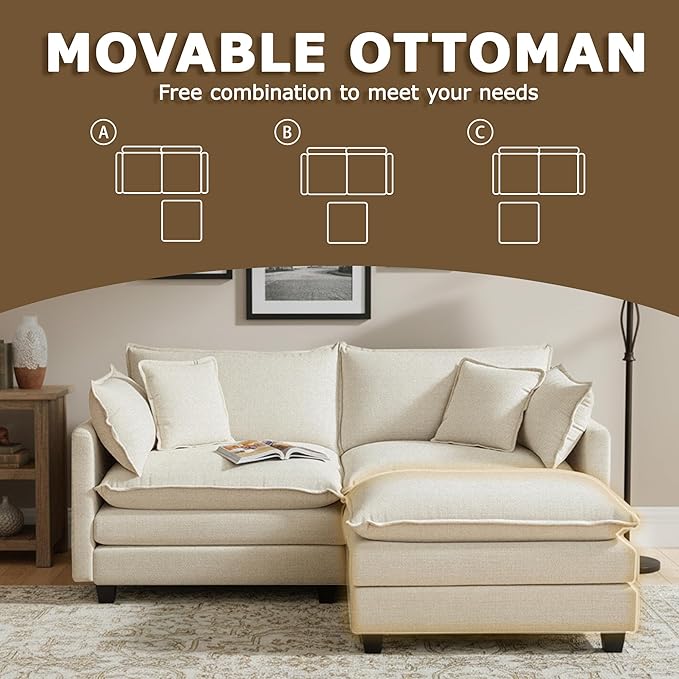 78” Modular Sectional Sofa, L Shaped Cloud Couch