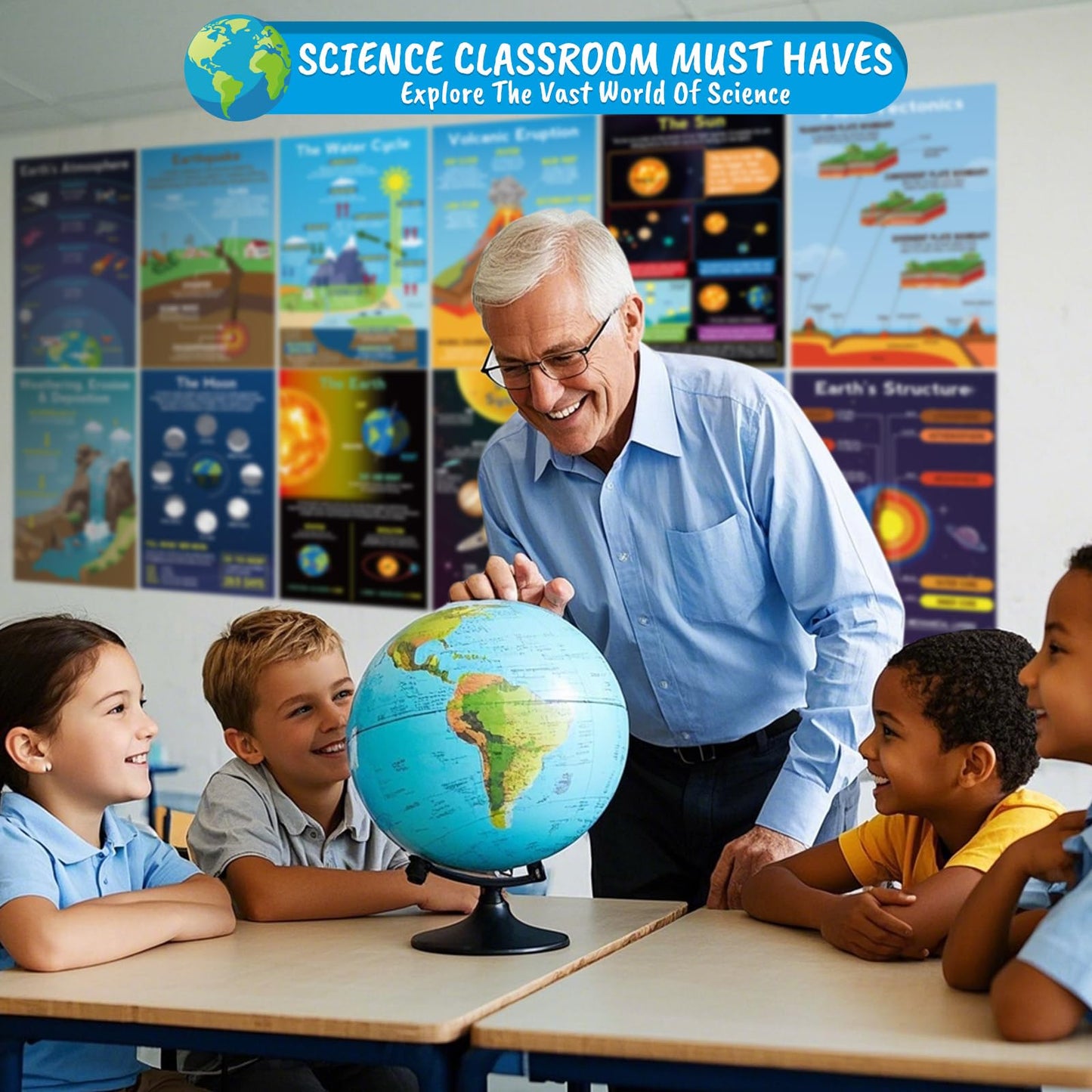 Franimo 12 Pack Science Posters, Earth Planet Education Poster Classroom Decor, Science Classroom Must Haves for Middle School, 11x17in