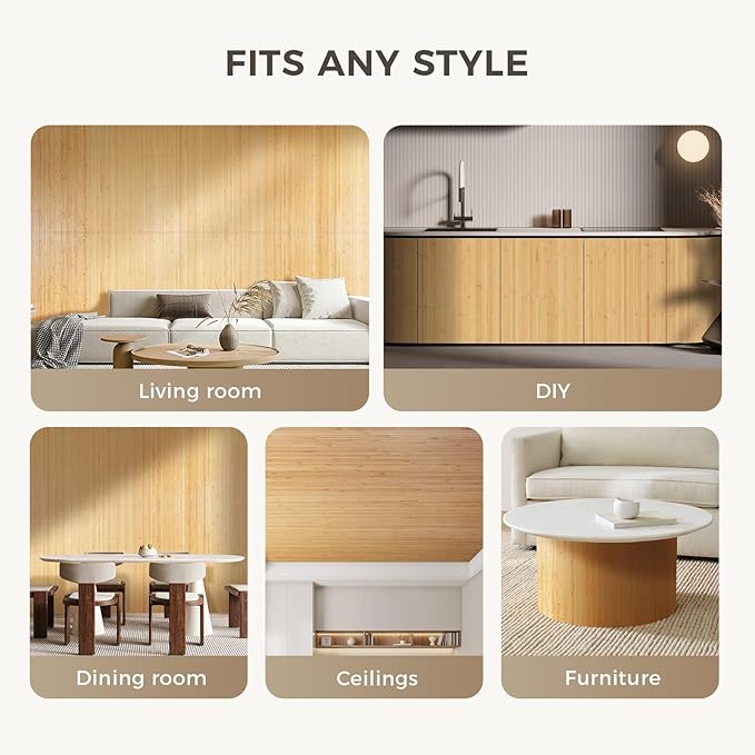 OUZUGIE 2 Pack 96x48 Inch Natural Bamboo Wall Panel – Carbonized Pole Wrap
