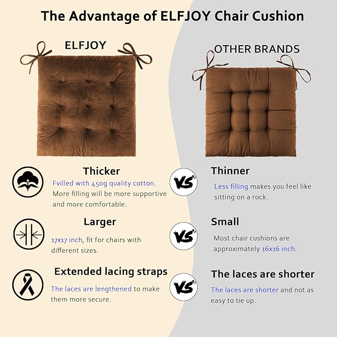 ELFJOY Rocking Chair Cushion Large Rocking Chair Pads