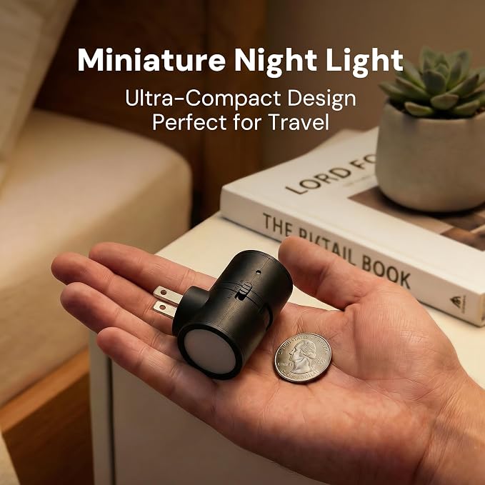 L LOHAS LED Motion Sensor Night Light, Mini Motion Activated Night Lights Plug into Wall, Rotating Motion Sensor Light Indoor, Amber-3000K-5000K, 10%-50%-100% Lumen, Hallway Bedroom Stairway, 4 Pack