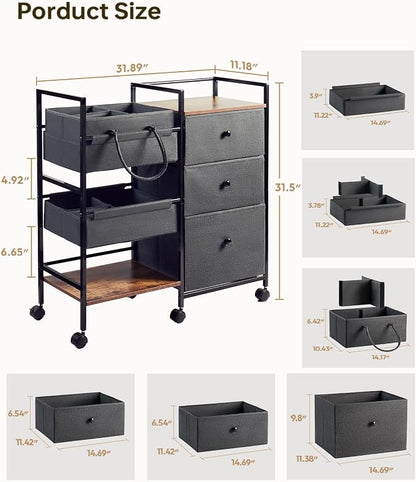 2-in-1 Baby Diaper Caddy Organizer and Storage-3 Tier Rolling Baby Cart with Dividers and Drawers, Baby Essentials for Nursery Storage, Mobile Utility Cart with Wheels Large Capacity Easy To Assemble