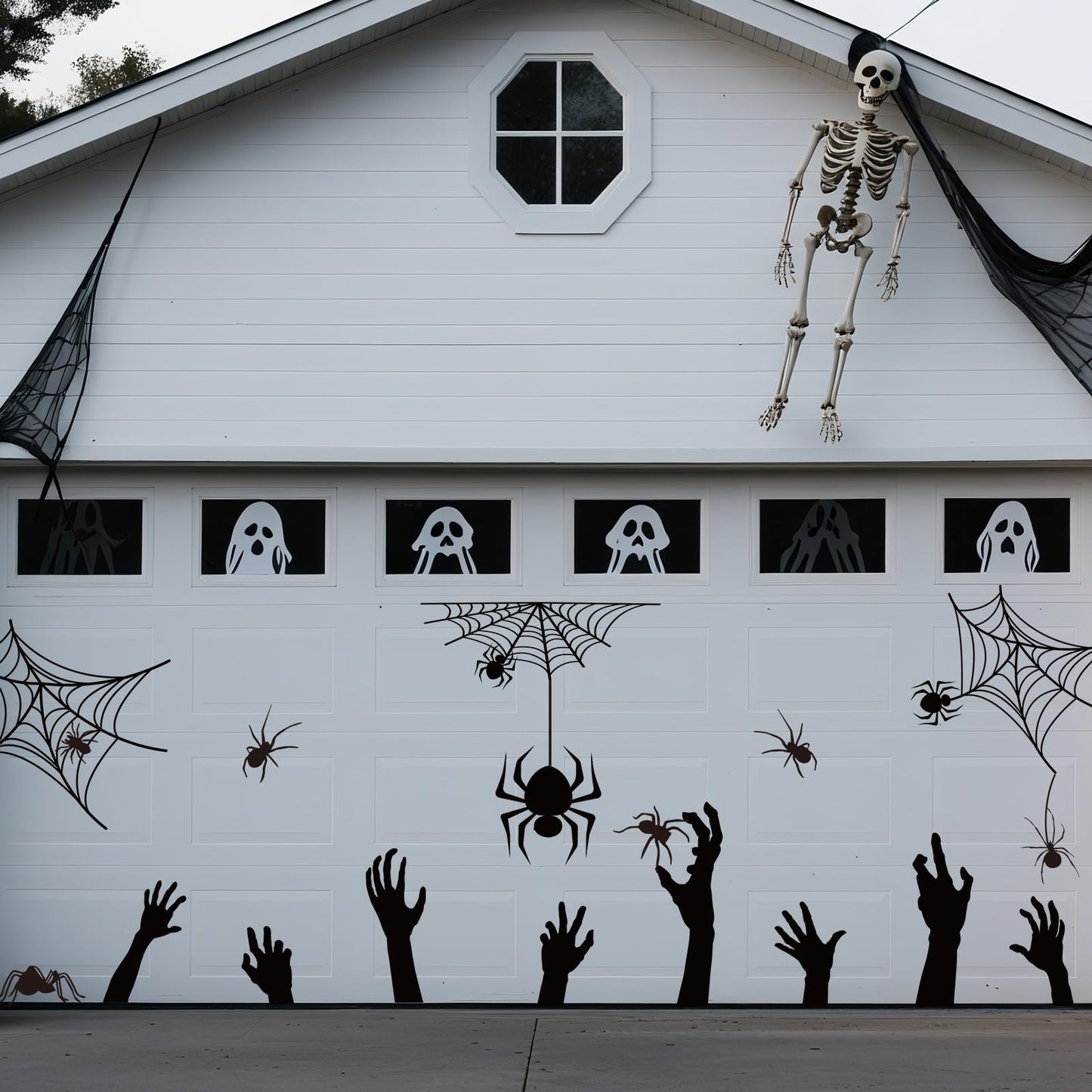 JarThenaAMCS 22 Pcs Halloween Garage Magnets Decoration Black Spider Web Hand Garage Door Decals Magnetic Refrigerator Stickers for Halloween Holiday Party Home Car