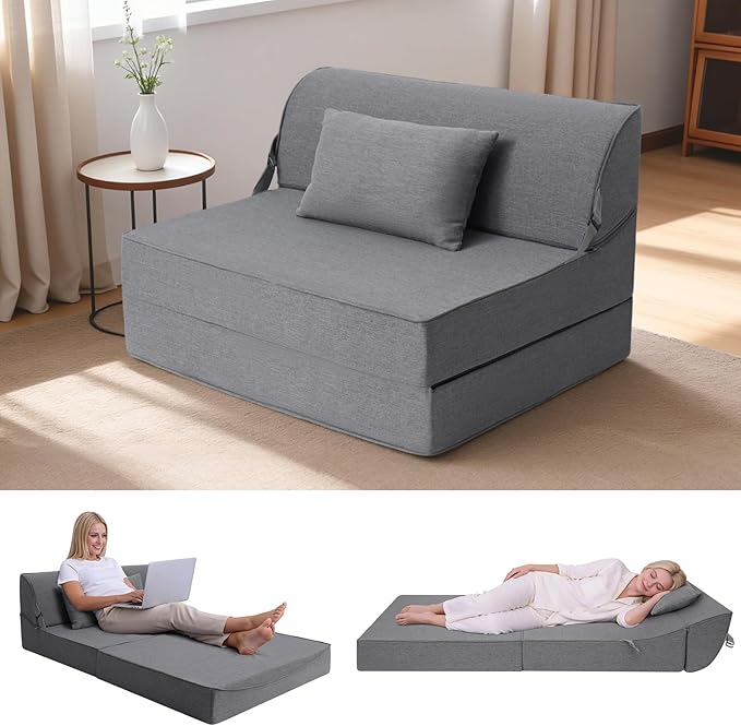 BeBen Folding Sofa Bed Chair, Convertible Sleeper Chair Futon Couch, Foldable
