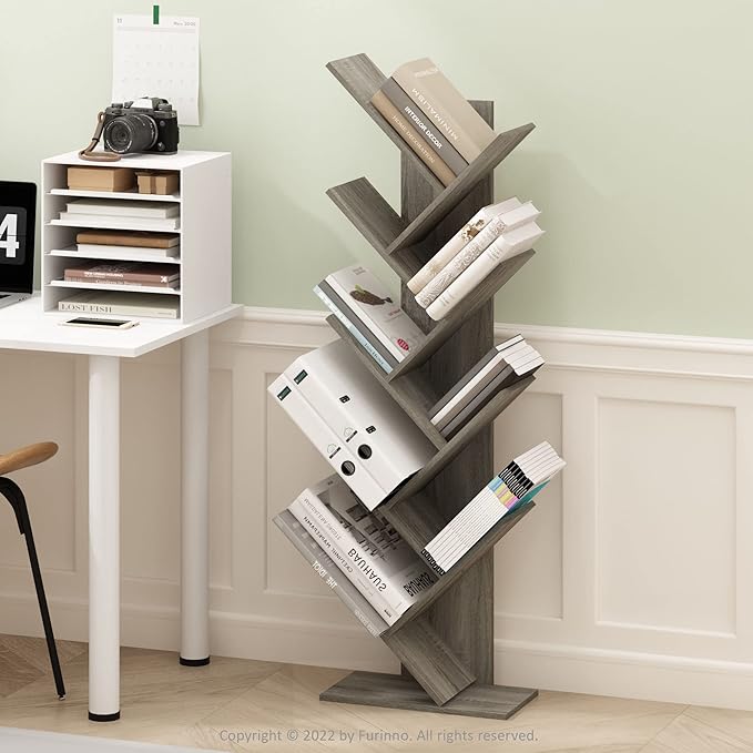 Furinno TREE Book Shelf, 9-Tier Bookshelf, Tree Bookcase