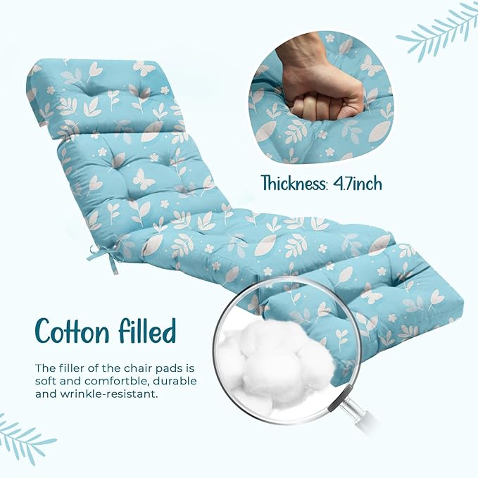 2 Pcs Outdoor Chaise Lounge Chair Cushion 75.1 x 22.8 x 4.7 Inches 100%