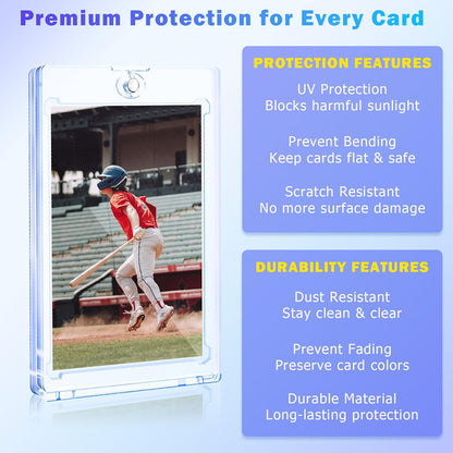 50ct Magnetic Card Holder for Trading Cards, 35 PT Clear Trading Card Sleeves, Hard Plastic Baseball Card Protectors, for Collectible, TCG, MTG, YUGIOH, Football, Sports Cards