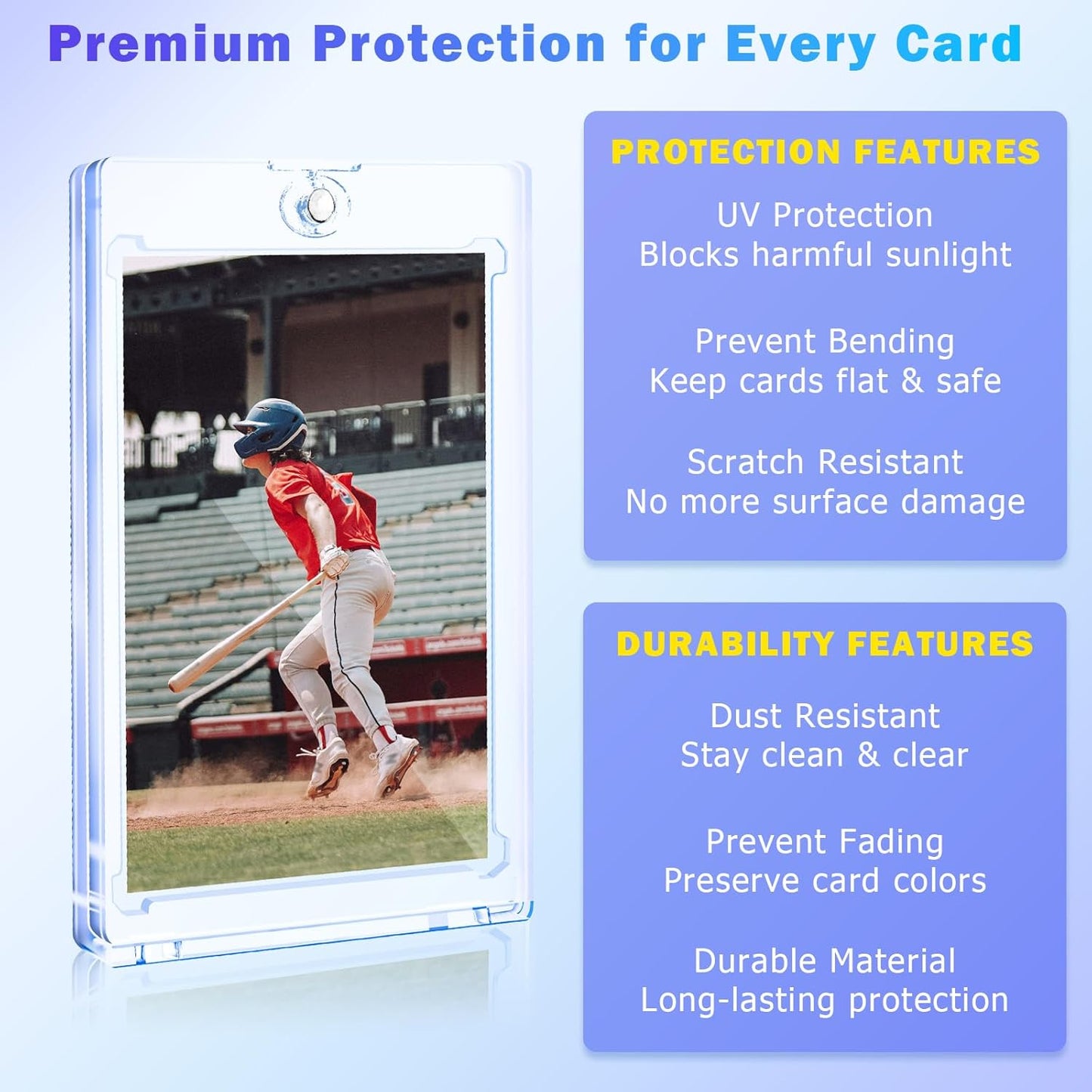 100ct Magnetic Card Holder for Trading Cards, 35 PT One Touch Card Sleeves, Hard Plastic Card Protectors Top Loaders Display Case for Baseball, Football, Sports, Game, TCG, MTG, YUGIOH