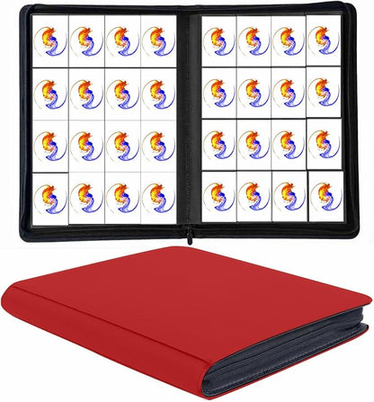 16 Pocket Trading Card Binder, 1664 Pockets Ringless PU Cover Card Collection Binder, Double Sided Card Binder Collector Album, Card Folder for MTG, TCG, Sports Cards, Game Card (Red, 16Pockets)