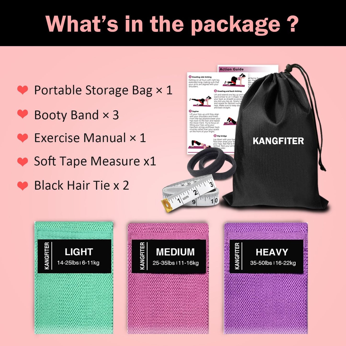 Non-Slip Fabric Resistance Bands for Working Out, Loop Exercise Bands for Booty Leg, Butt, Glute, Stretch Workout Bands for Women & Men, Hip Elastic Bands for Home Gym Fitness, Yoga, Pilates