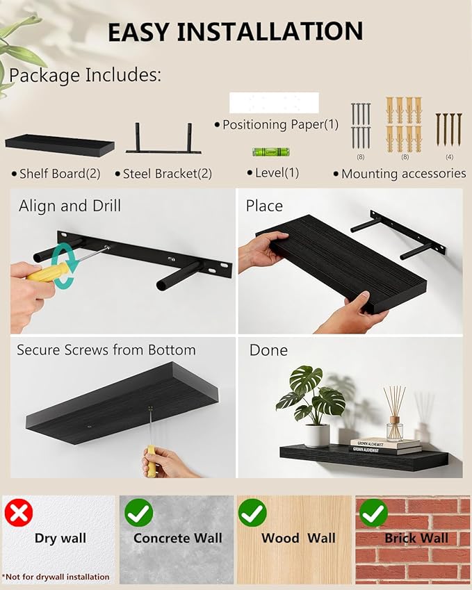 WALI Floating Shelves for Wall, 2 Tier Bathroom Storage Shelf Over Toilet