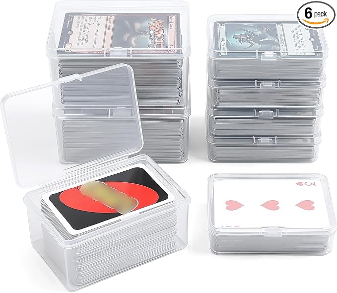 neotidy Playing Card Storage Box Set of 6, Clear Plastic Playing Card Cases Organizer with Snap Lid, Mixed Sizes Card Game Storage for UN* Cards, Standard Decks, Trading Cards, Card Game Holder Case