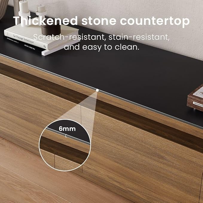 POVISON Fully Assembled 79" Mid-Century Modern TV Stand