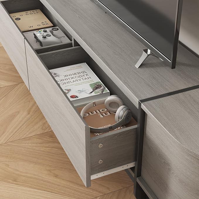 78.7'' Modern TV Stand for 55-85 Inch, Long Wooden TV Console
