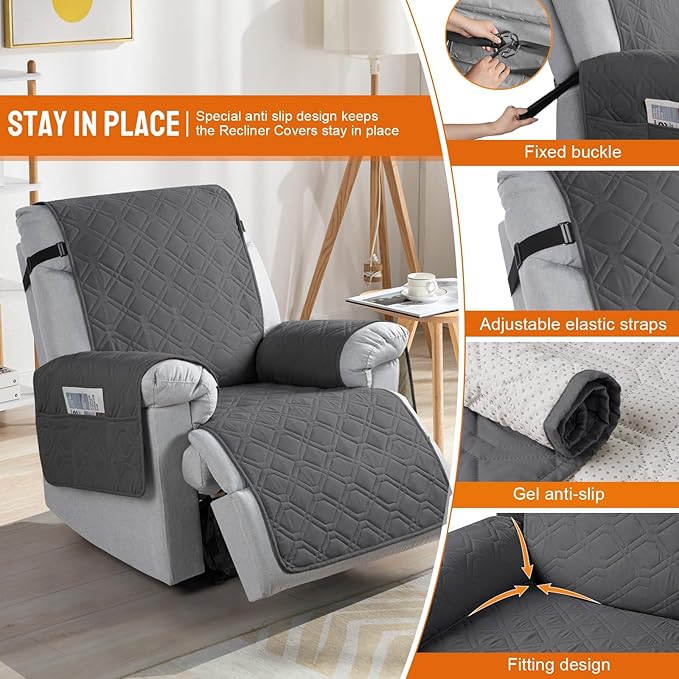 VANSOFY 100% Waterproof Recliner Chair Covers, Recliner Cover Non-Slip Dog