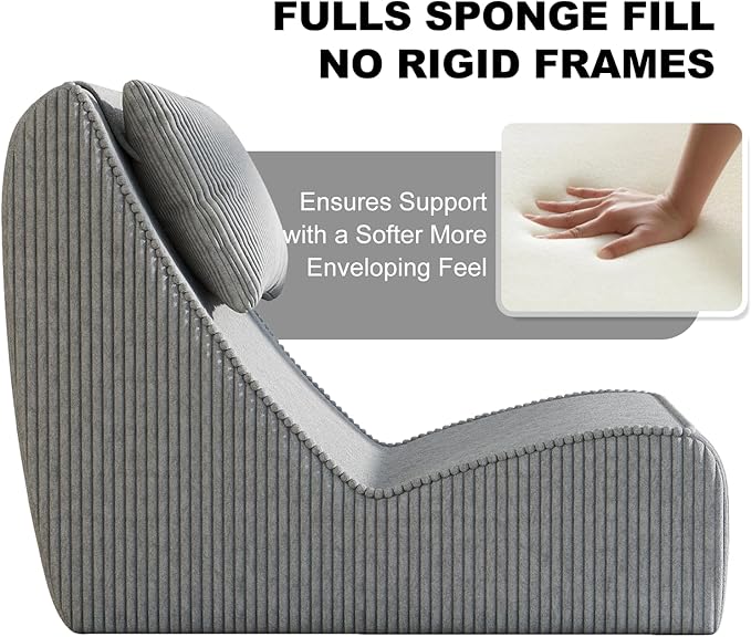 Giant Bean Bag Chair for Adults, Corduroy Chaise Lounge