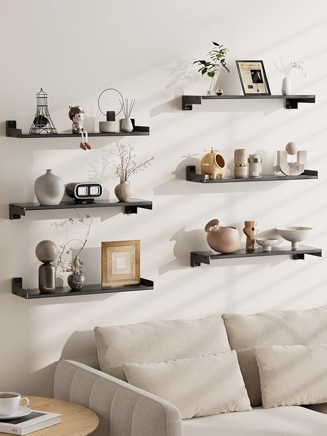 Floating Shelves for Wall, Shelves for Decor Storage Set of 6, Wall Mounted