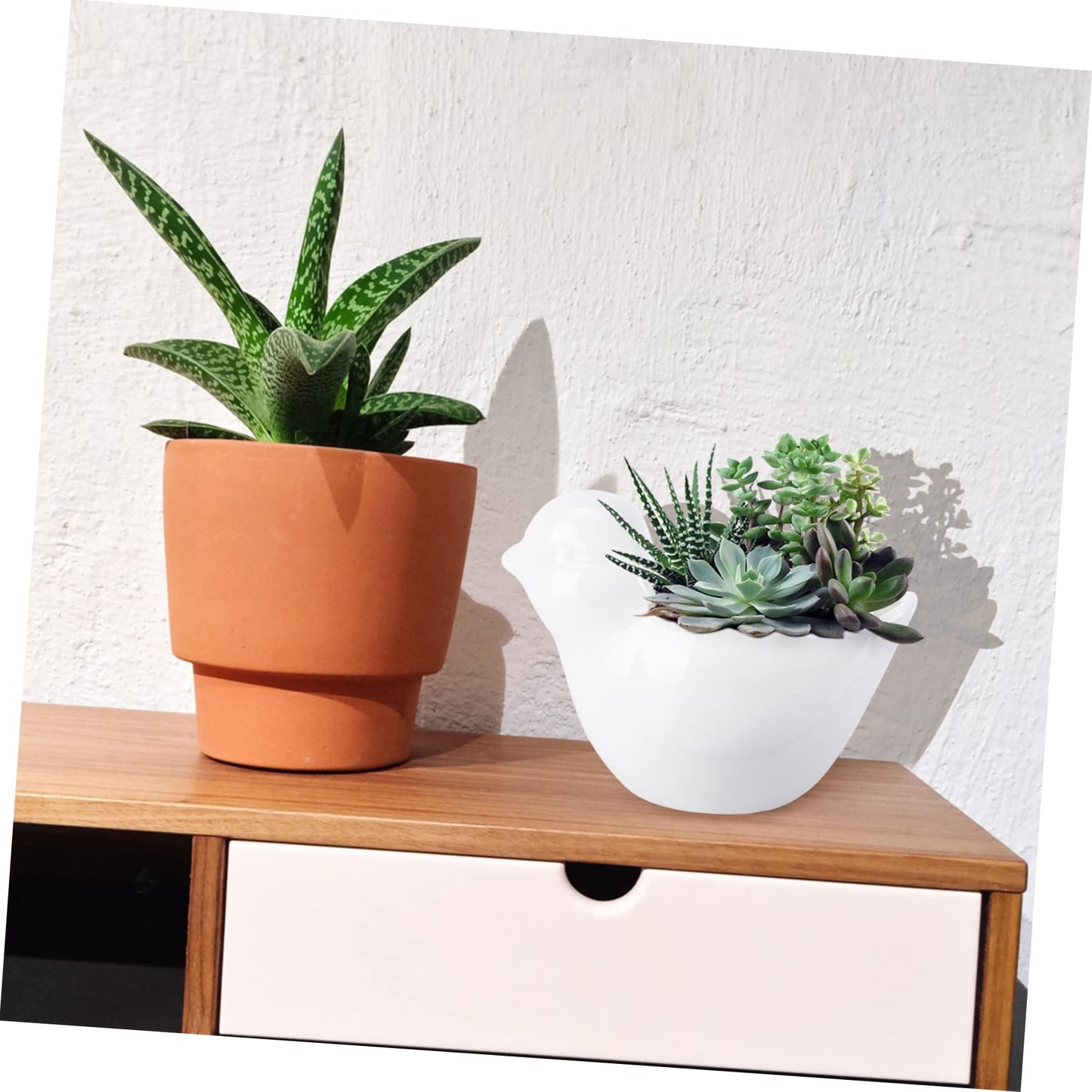 HIAKDOFT Ceramic Flowerpot for Succulents Cute Cartoon Animal Design Decorative Planter for Indoor Garden Creative Micro Landscape Pot for Balcony Bird Modeling