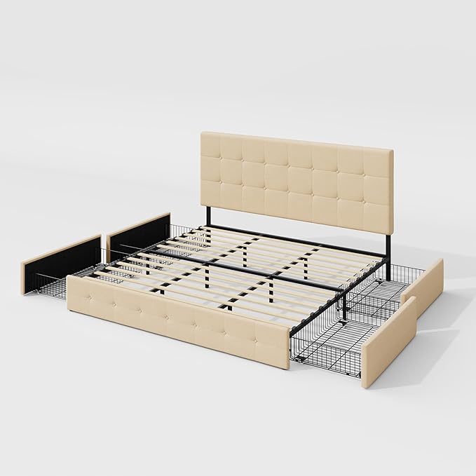 Allewie Upholstered King Size Platform Bed Frame