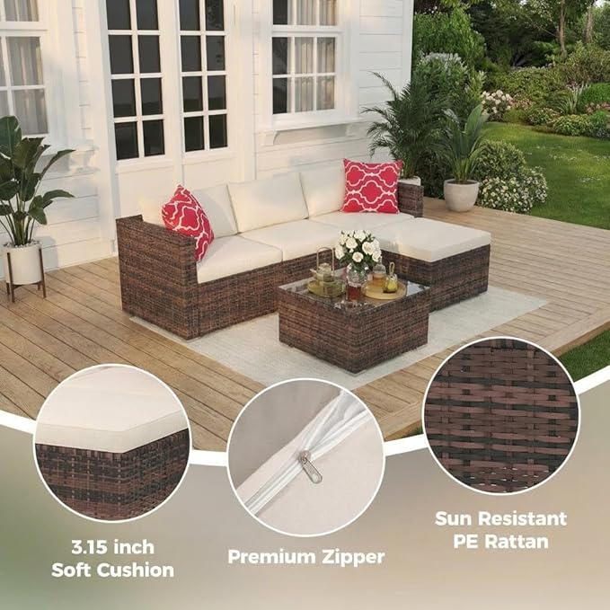 5-Piece Outdoor Sectional Sofa Set, Outdoor Patio Set Sectional Sofa,