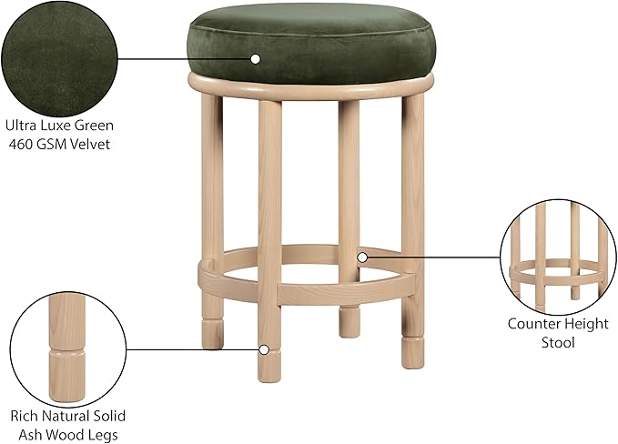 Meridian Furniture 976Green-C Monette Collection Art Deco Counter Stool