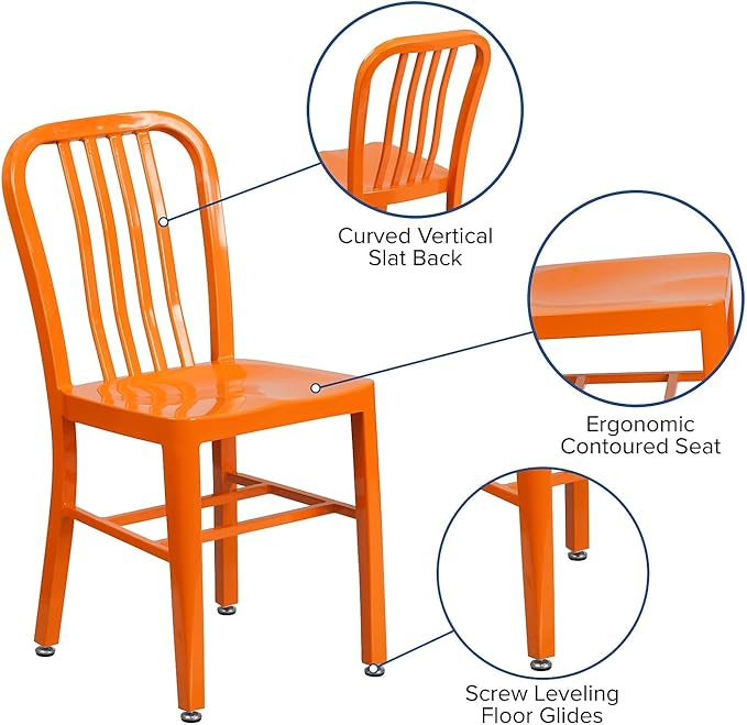 Flash Furniture Commercial Grade Orange Metal Indoor-Outdoor Chair