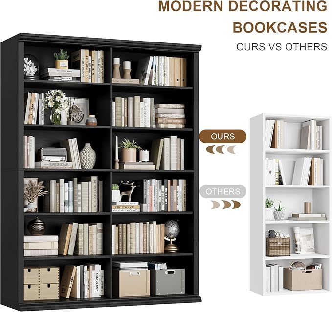Rresyet 71.8" L *47.2“W Wooden Bookcase and Bookshelf – Extra Large Bookshelf