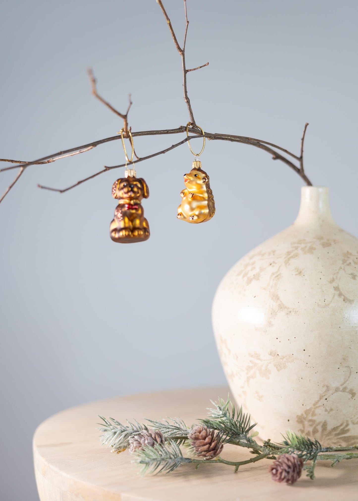 Polish Gallery Tiny Tree Ornaments Dog Handcrafted Mouth Blown Glass Miniature Ornaments for Christmas Tree Mini Christmas Tree Ornament Set Made in Poland