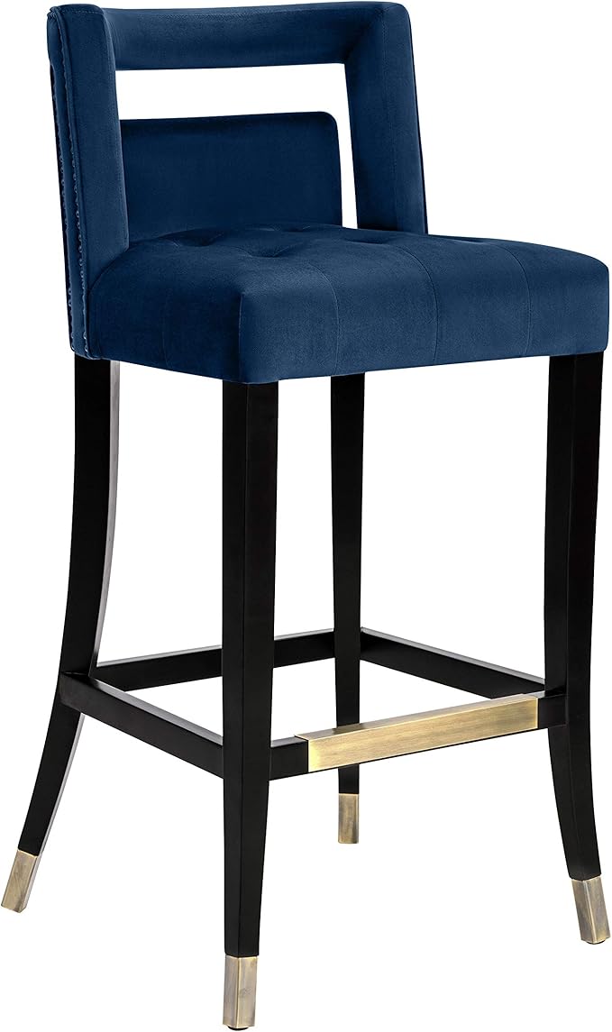 Tov Furniture Hart Tufted Seat Upholstered Velvet Bar Stool