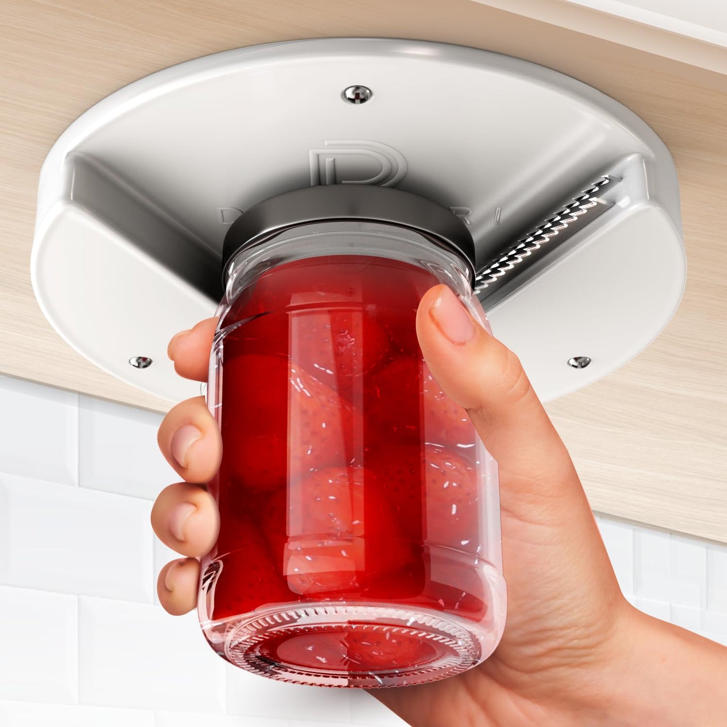 Under Cabinet Lid Jar Opener - for Weak Hands and Seniors with Arthritis - Heavy Duty, Allows to Easily Unscrew Any-Size Lid - Effortless Bottle & Can Opener for your Kitchen