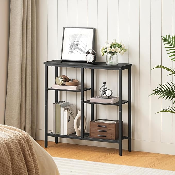 HOOBRO Narrow Console Table, Sofa Table, 4-Tier Industrial Entryway Table