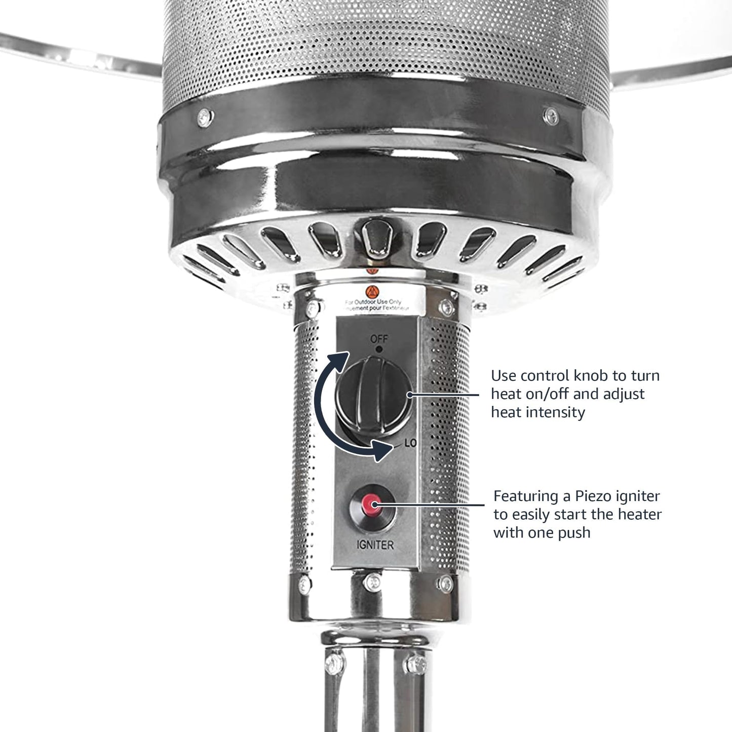 Amazon Basics 46,000 BTU Outdoor Propane Patio Heater with Wheels, Commercial & Residential, Havana Bronze, with Water Tank, 32.1 x 32.1 x 91.3 inches (LxWxH)