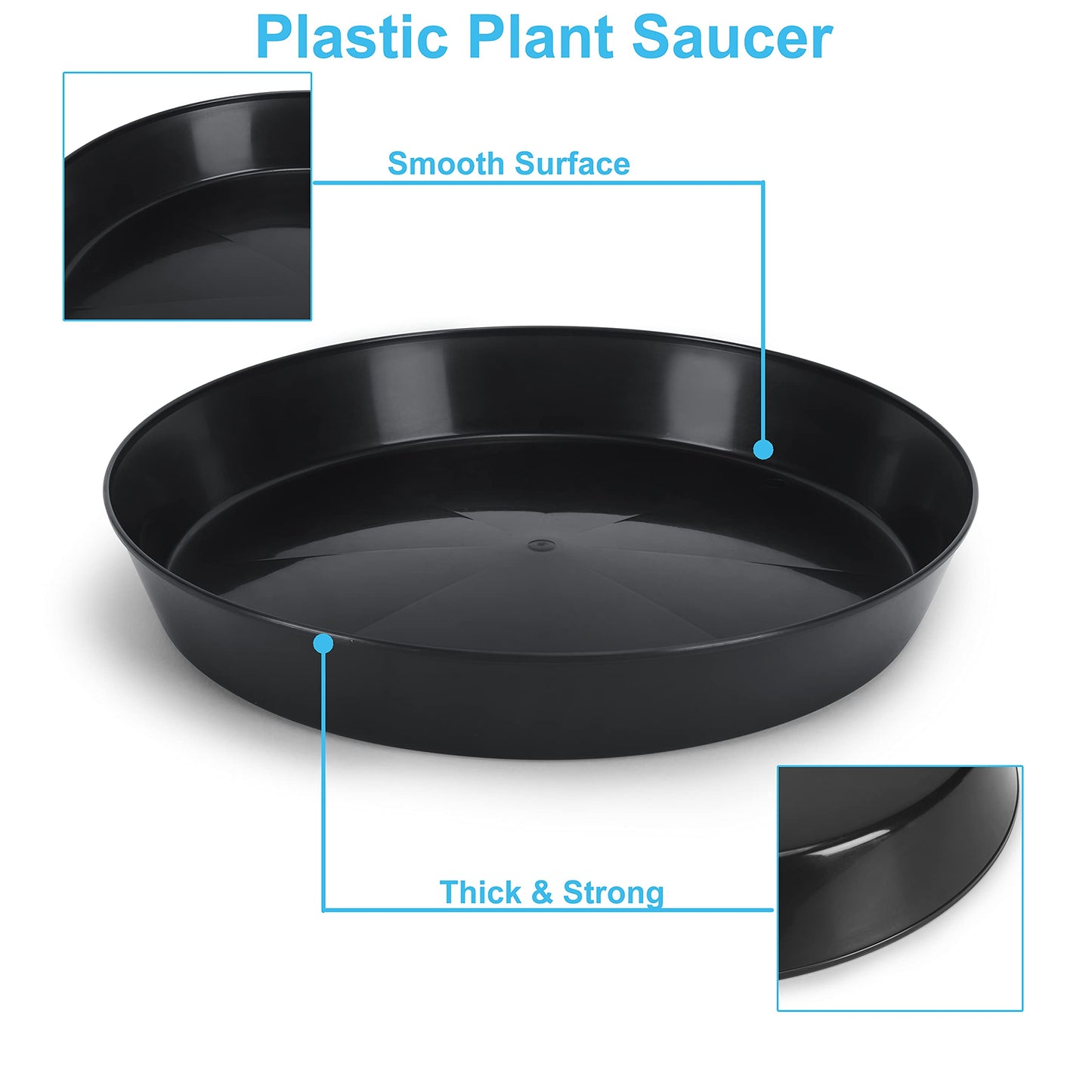 Austin Planter 18 Inch (16.3 Inch Base) Case of 2 Plant Saucer - Black Polypropylene,Heavy Duty Indoor/Outdoor Tray and Drip Pan,Collects Flower Pot Excess Water Made in USA