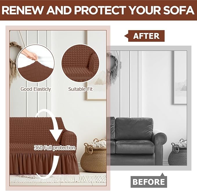Fanfanwin 3 Pcs Sofa Slipcover Set