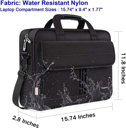 Taygeer Laptop Bag 15.6 Inch, Business Briefcase Gifts for Men Women, Water Resistant Messenger Shoulder Bag with Strap, Premium Office Bag, Carry On Laptop Case for Notebook/Computer/Laptop, Black
