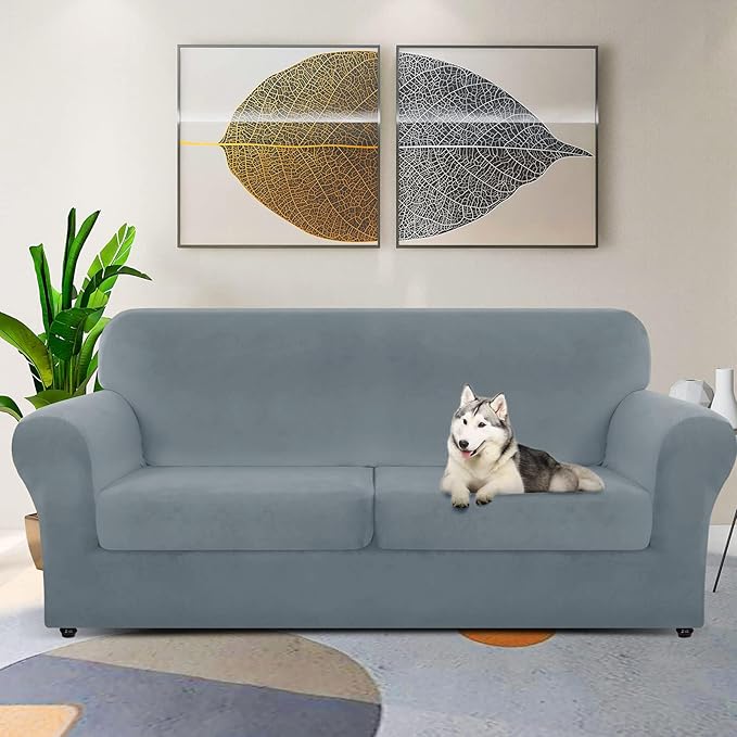 ZNSAYOTX Oversized Velvet 3 Piece Couch Cover