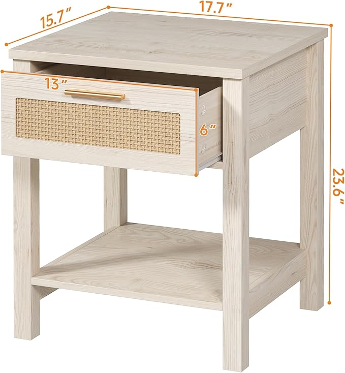 Set of 2 Nightstands, Modern End Table