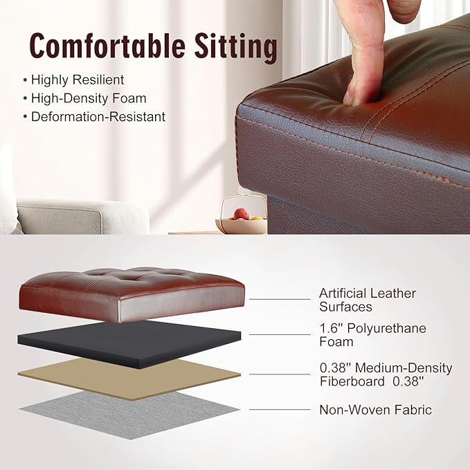 Ottoman with Storage, Folding Foot Rest Stool with Thicker Foam Padded Seat.