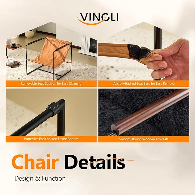 VINGLI 28" Wide Plush Upholstery Sling Modern Accent Chair