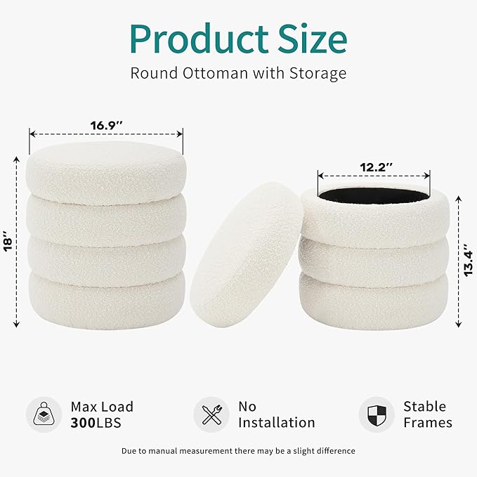 Busaurus Round Ottoman with Storage