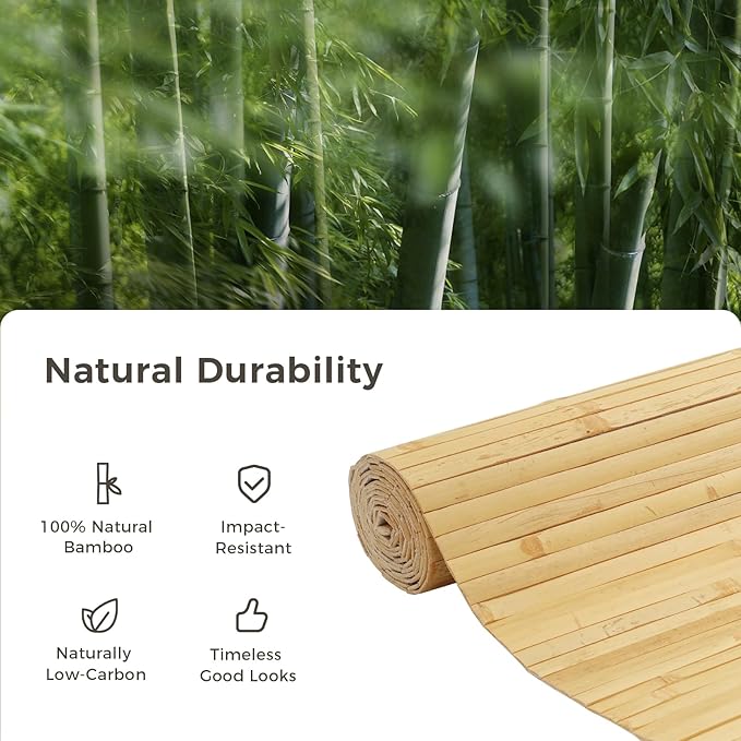 OUZUGIE 2 Pack 96x24 Inch Natural Bamboo Wall Panel – Natural Pole Wrap Paneling
