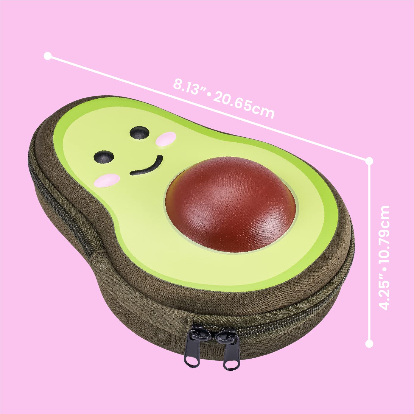 It's Academic Avocado Pencil Case School Supply Bag with Mesh Pocket, Cute Design